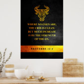 箴言14:4聖書の節 ポスター (キッチン)