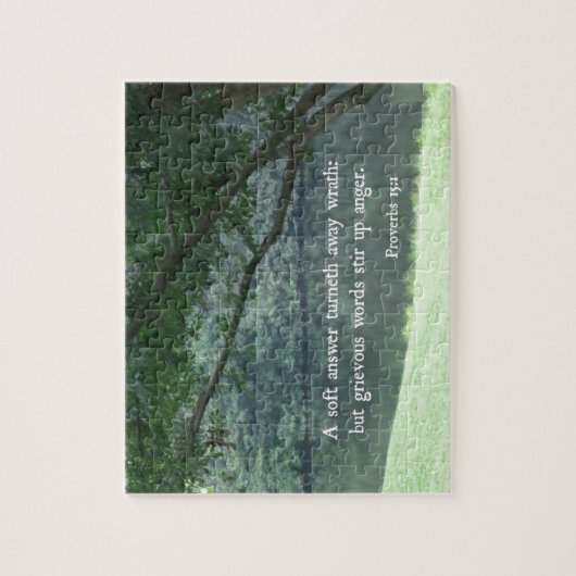 箴言15:1柔らかい答えは怒り遠くにだ ジグソーパズル (縦)