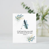 箴言15:1，手紙A，水色聖なる書物、 経典カード (スタンド正面)