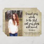 箴言16キリスト教聖書聖句の写真卒業 招待状 (正面/裏面)