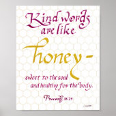 箴言16 24優しい言葉は蜂蜜のような聖なる書物、 経典 ポスター (正面)