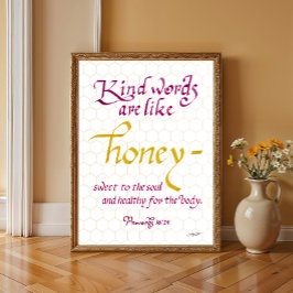 箴言16 24優しい言葉は蜂蜜のような聖なる書物、 経典 ポスター