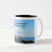 箴言16:3主に尽くしなさい。 ツートーンマグカップ (正面右)