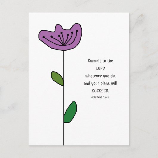 箴言16:3聖なる書物、 経典はがき ポストカード (正面)