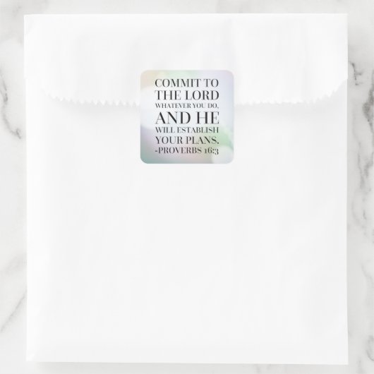 箴言16:3聖書の引用文 スクエアシール (バッグ)