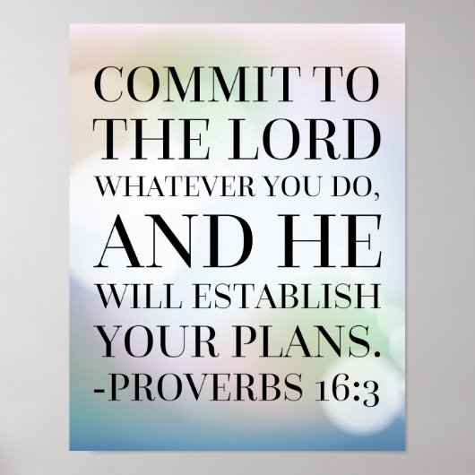 箴言16:3聖書の引用文 ポスター (正面)