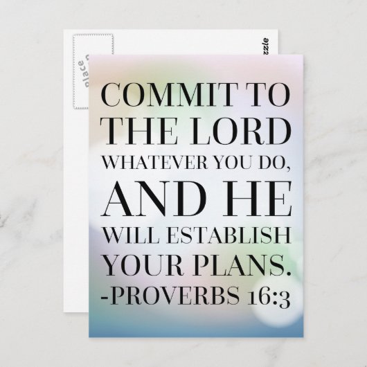 箴言16:3聖書の引用文 ポストカード (正面/裏面)