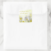 箴言17:17 聖書の聖句 |黄色のフローラ スクエアシール (バッグ)