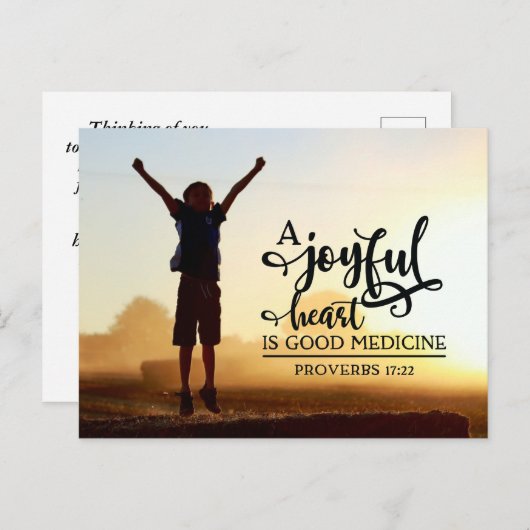 箴言17:22陽気なハートは良い薬 ポストカード (正面/裏面)