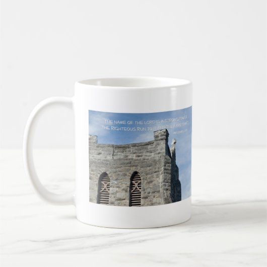 箴言18:10主の名は強い塔 コーヒーマグカップ (左)