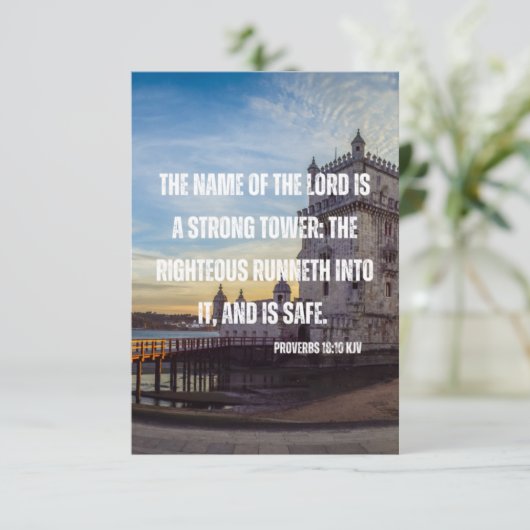 箴言18:10聖書の聖なる書物、 経典平文の挨拶 カード (スタンド正面)