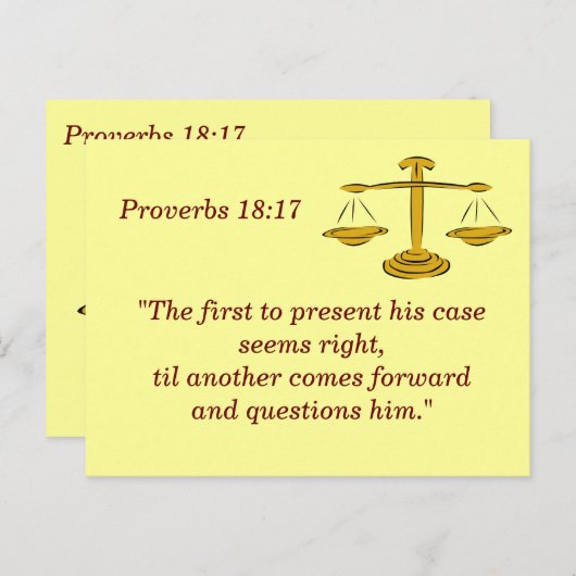 箴言18:17 正義聖書の記憶カード ポストカード (正面/裏面)