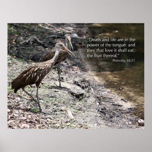 箴言18:21聖なる書物、 経典プリント ポスター (正面)