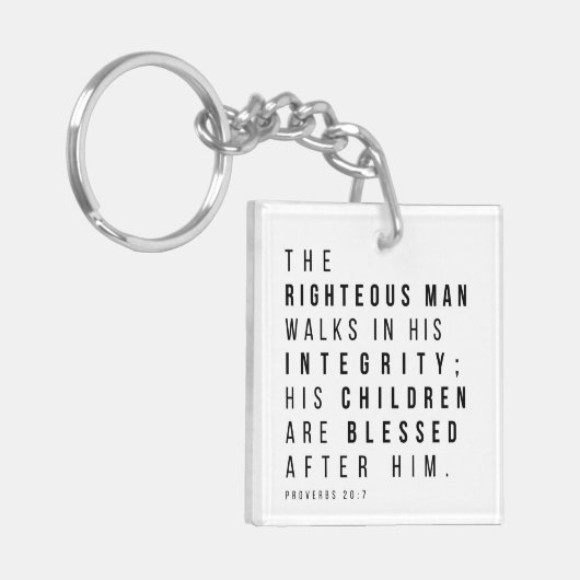 箴言20:7義なる人の父の日の節 キーホルダー (正面左)
