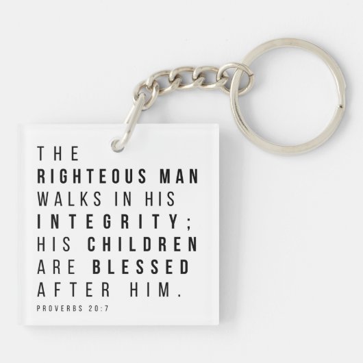 箴言20:7義なる人の父の日の節 キーホルダー (裏面)