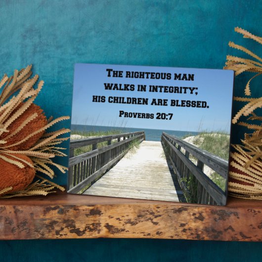 箴言20:7義なる人は正しく歩む フォトプラーク (側面)