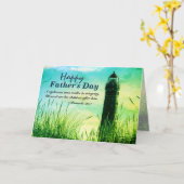 箴言20:7聖書の一節 父の日、灯台 カード (黄色い花)