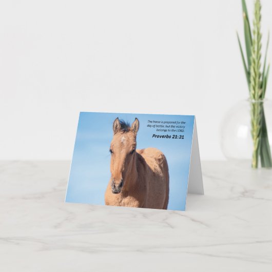 箴言21:31 野生の馬 聖書の一節 サンキューカード (正面)