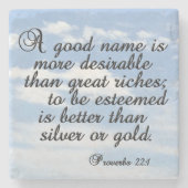 箴言22:1感動的,, Bible Verse, ストーンコースター (正面)