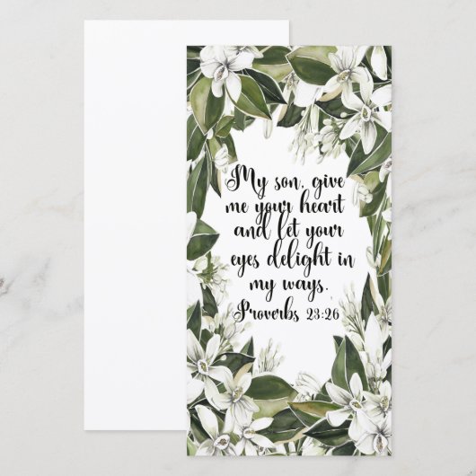 箴言23:26, Water color bible verse bookmark (正面/裏面)