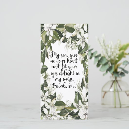 箴言23:26, Water color bible verse bookmark (スタンド正面)