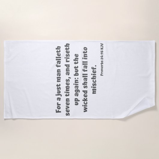 箴言24:16 KJV聖句聖なる書物、 経典 ビーチタオル (正面)