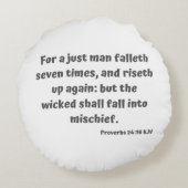 箴言24:16 KJV聖句聖なる書物、 経典 ラウンドクッション (裏面)