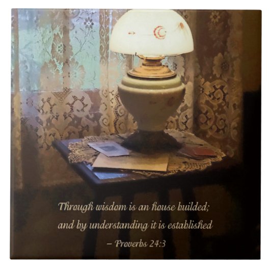 箴言24 3知恵によって築かれた家 タイル (正面)