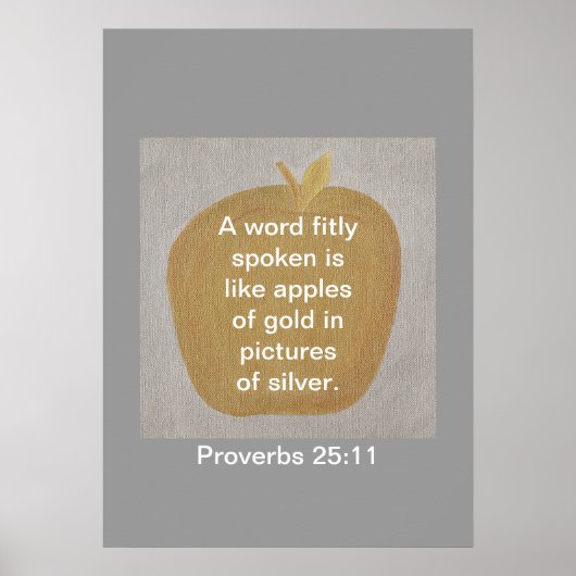 箴言25:11金ゴールドアップルシルバーポスター ポスター (正面)