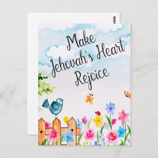 箴言27:11エホバのハートを喜ばせる ポストカード (正面/裏面)