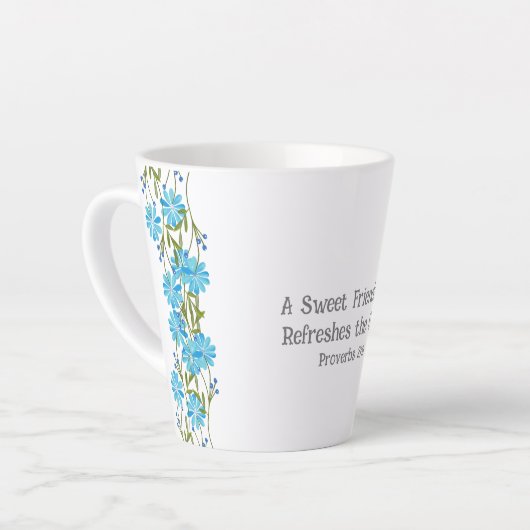 箴言27:9友情の宗教クリスチャン カフェラテマグ (左アングル)