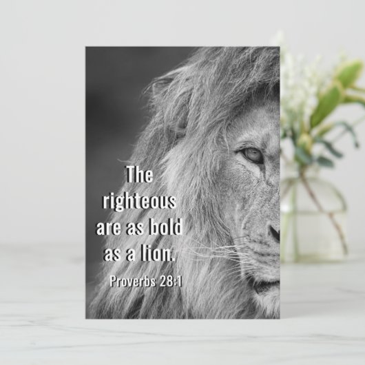 箴言28:1義ははっきりした獅子のカード (スタンド正面)
