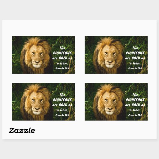 箴言28:1義ははっきりした獅子聖書である 長方形シール (シート)