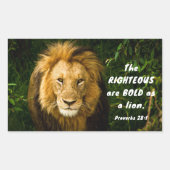 箴言28:1義ははっきりした獅子聖書である 長方形シール (正面)