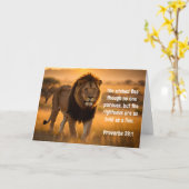 箴言28:1聖書の義ははっきりした獅子である カード (黄色い花)