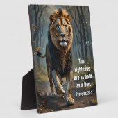 箴言28:1聖書の義ははっきりした獅子である フォトプラーク (側面)