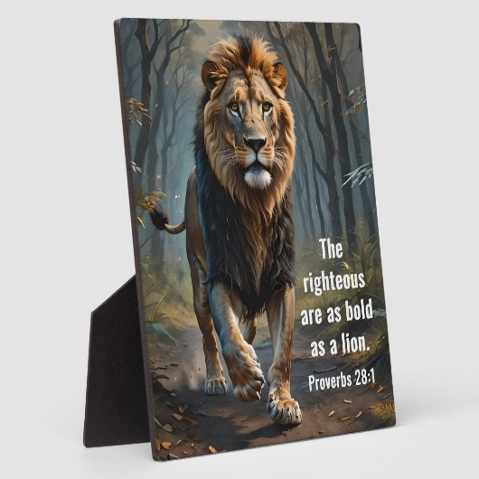 箴言28:1聖書の義ははっきりした獅子である フォトプラーク (側面)