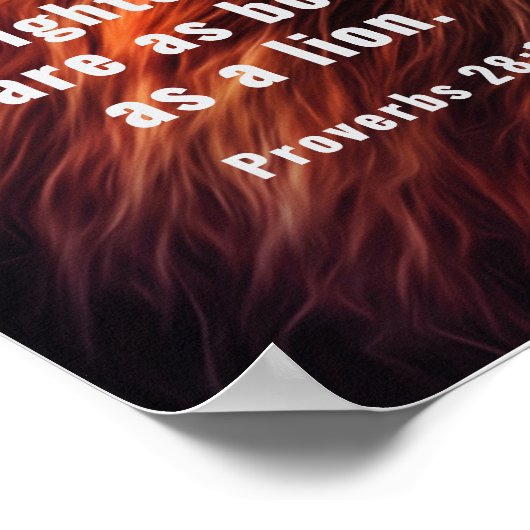 箴言28:1聖書の義ははっきりした獅子である ポスター (角)