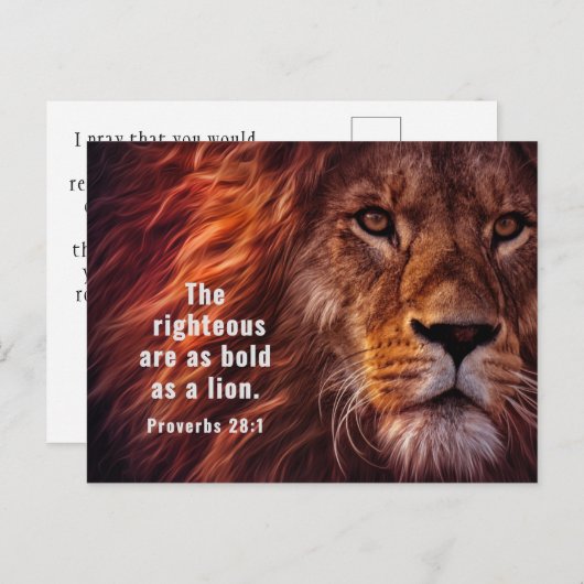 箴言28:1聖書の義ははっきりした獅子である ポストカード (正面/裏面)