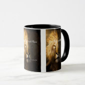 箴言28:1 KJV聖書の引用文二音マグカップ マグカップ (正面右)