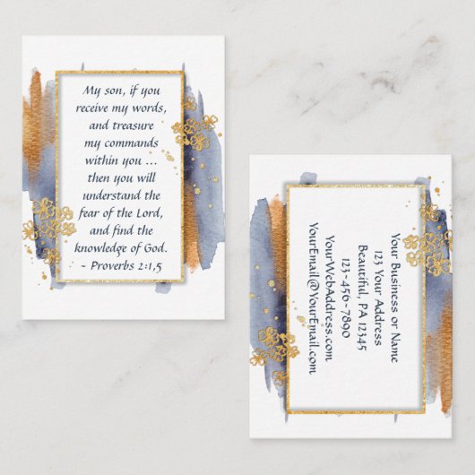 箴言2:1,5わたしの子よもしり、わたしの言葉を受け取れ 名刺 (正面/裏面)