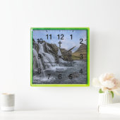 箴言2:7：キリスト教信仰祈りの言葉 スクエア壁時計 (ホーム)