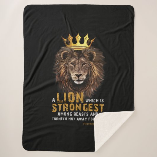 箴言30:30 KJV聖書聖なる書物、 経典引用文 シェルパブランケット (正面)