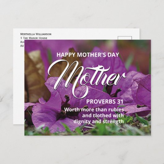 箴言31フローラ母の日のはがき ポストカード (正面/裏面)