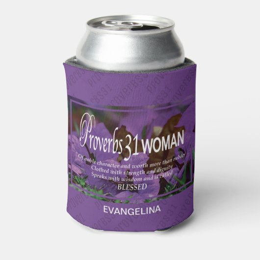 箴言31女パーソナライズされた性 缶クーラー (缶裏面)