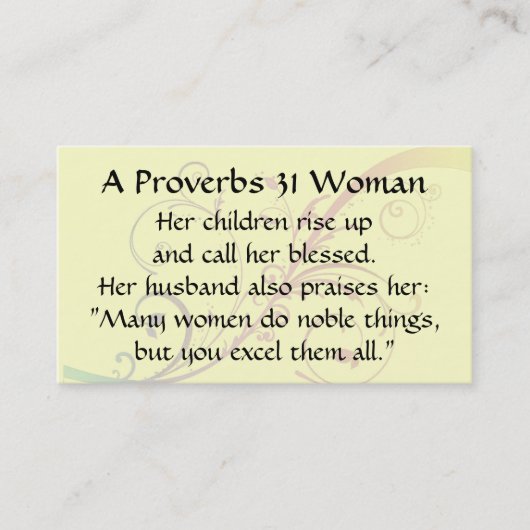 箴言31女性お母さんカードを呼ぶ コーリングカード (正面)