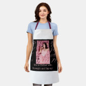 箴言31女性ブラック&ピンクエプロン エプロン (着用した状態)