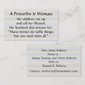 箴言31女性ママ呼び出しカードのストライプ コーリングカード (正面/裏面)