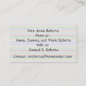 箴言31女性ママ呼び出しカードのストライプ コーリングカード (裏面)