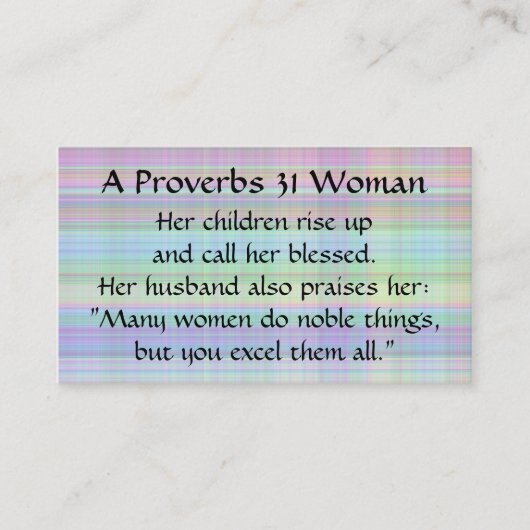 箴言31女性ママ呼び出しカードマドラスプレイド コーリングカード (正面)